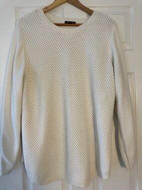 Loft Cream Crewneck Textured Sweater